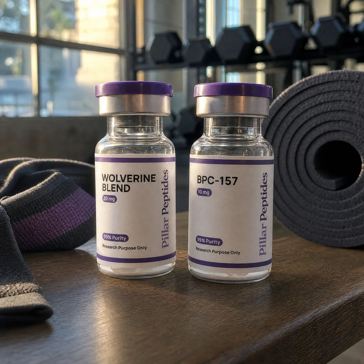 Pillar Peptides Wolverine Blend 20mg and BPC-157 10mg research vials